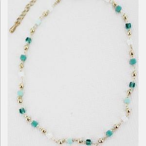 🌻BOGO NEW Emerald Cube and Goldtone Beaded Anklet